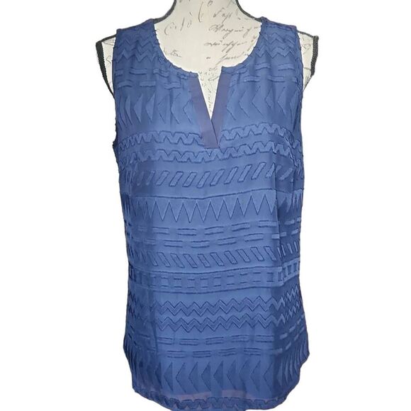 Market & Spruce Ladies Size Large Navy Patterned Sleeveless Blouse - Picture 1 of 6